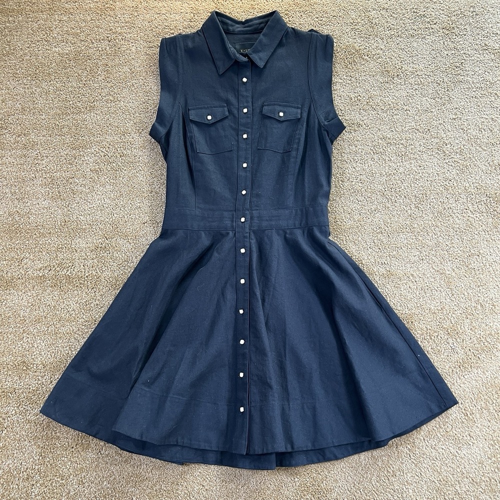 VAUTE COUTURE Black‎ Sleeveless Organic Linen & Cotton Short Dress Size Medium